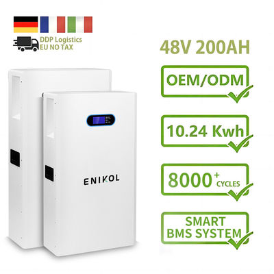 Στον τοίχο / στο πάτωμα 48V Ηλιακή μπαταρία 51.2v 200ah Lifepo4 μπαταρία