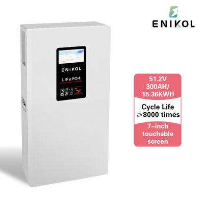 Έξυπνη μπαταρία λιθίου LiFePO4 Ηλιακή 48V 300AH Αγγίξιμη οθόνη Ηλεκτρική ενέργεια Τείχος BMS κατασκευασμένο